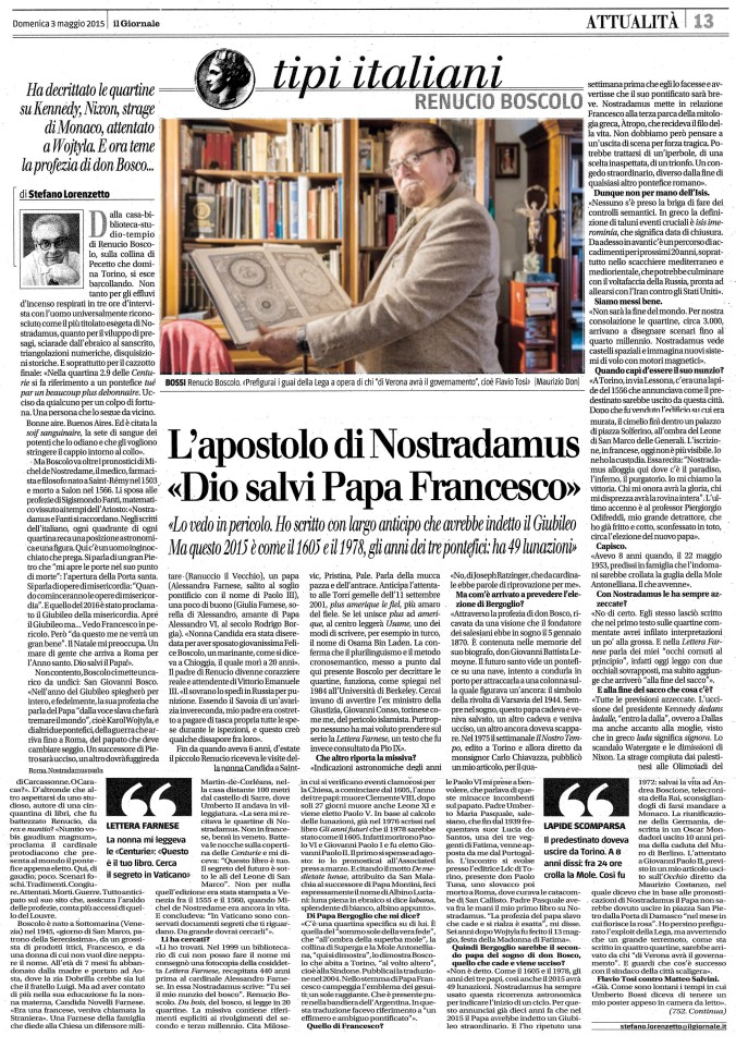 Renucio Boscolo (IL GIORNALE 03-Maggio 2015) -